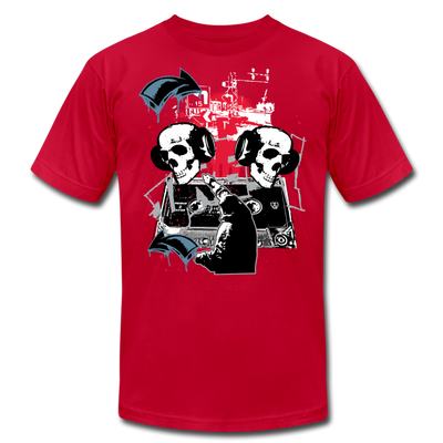 Abstract Skulls with Headphones T-Shirt - red