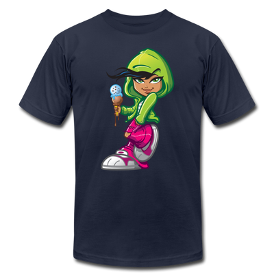 Ice Cream Cone Cartoon Girl T-Shirt - navy