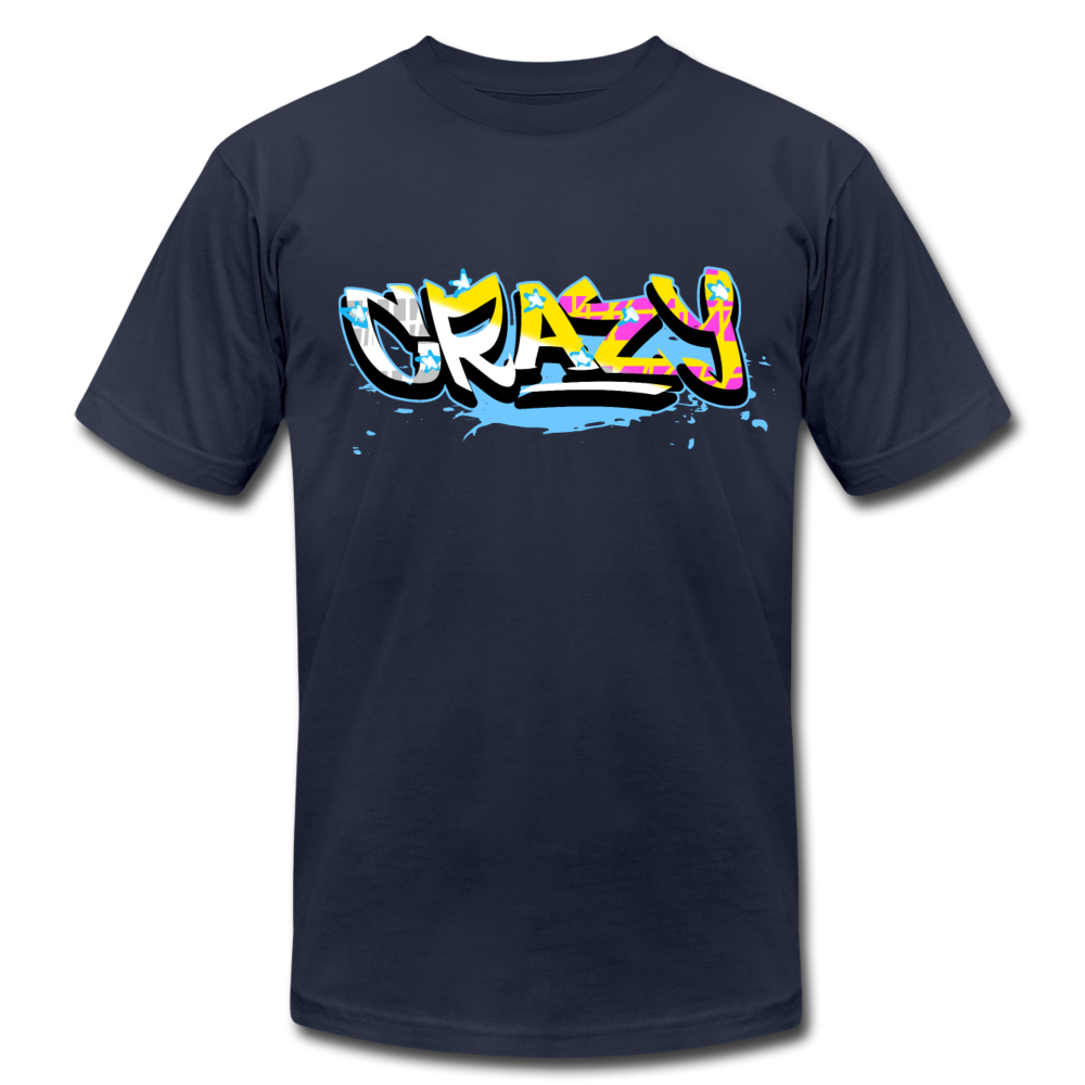 Colorful Crazy Graffiti T-Shirt - navy