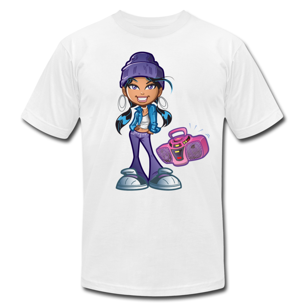 Boombox Cartoon Girl T-Shirt - white