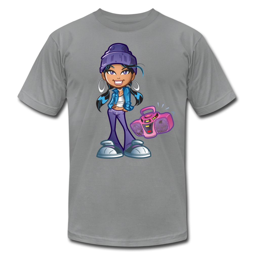 Boombox Cartoon Girl T-Shirt - slate