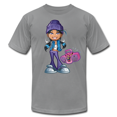 Boombox Cartoon Girl T-Shirt - slate