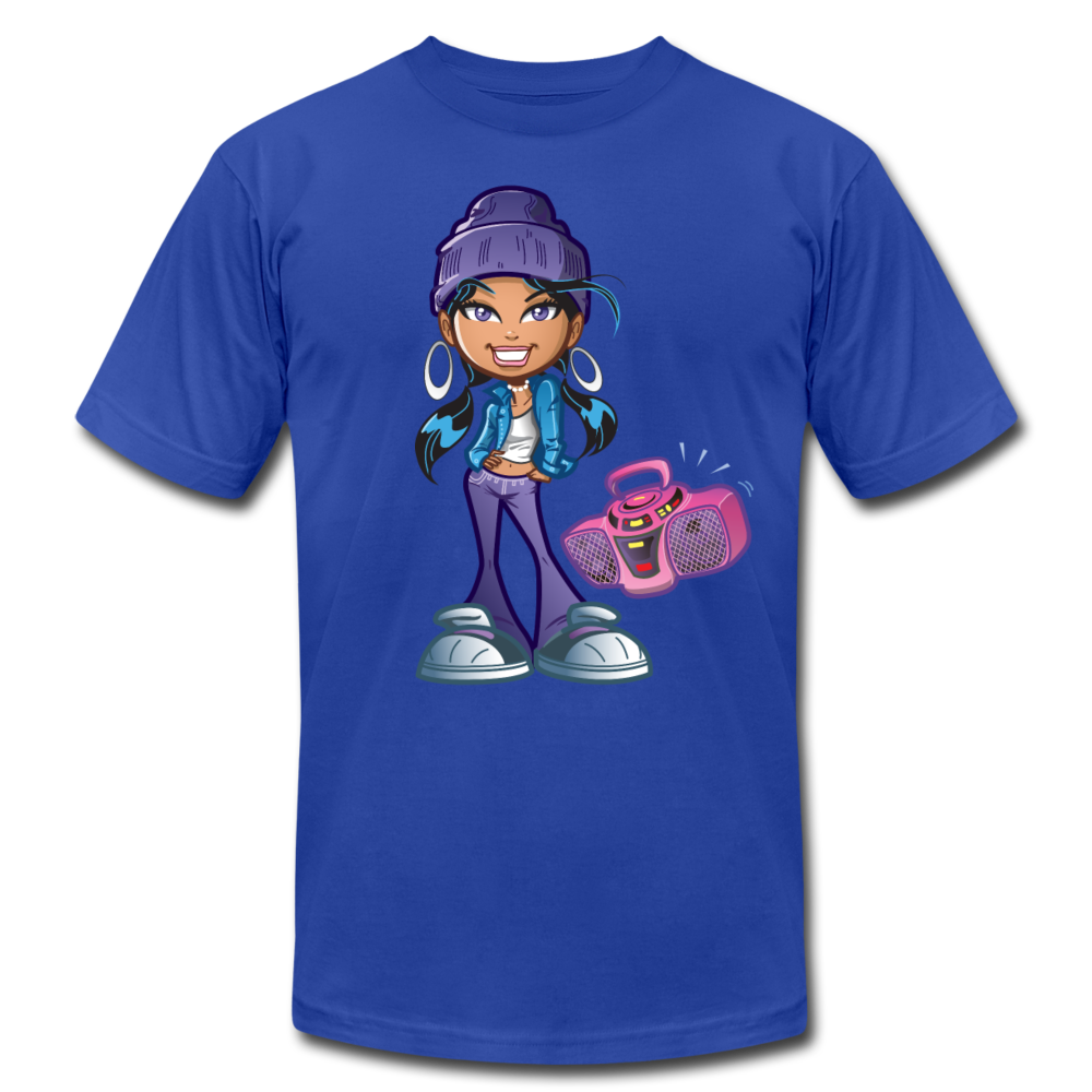 Boombox Cartoon Girl T-Shirt - royal blue
