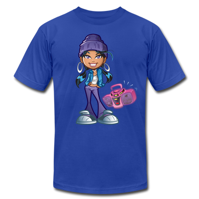 Boombox Cartoon Girl T-Shirt - royal blue
