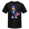 Boombox Cartoon Girl T-Shirt - black
