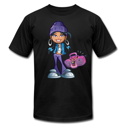 Boombox Cartoon Girl T-Shirt - black