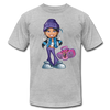 Boombox Cartoon Girl T-Shirt - heather gray