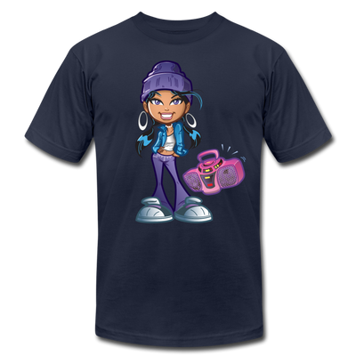 Boombox Cartoon Girl T-Shirt - navy