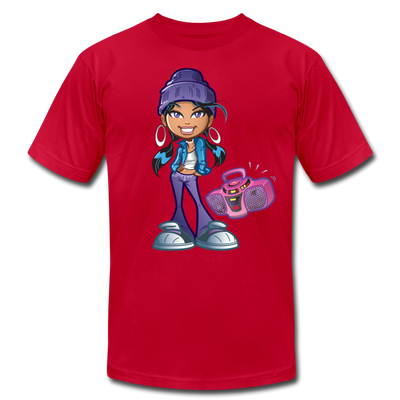 Boombox Cartoon Girl T-Shirt - red