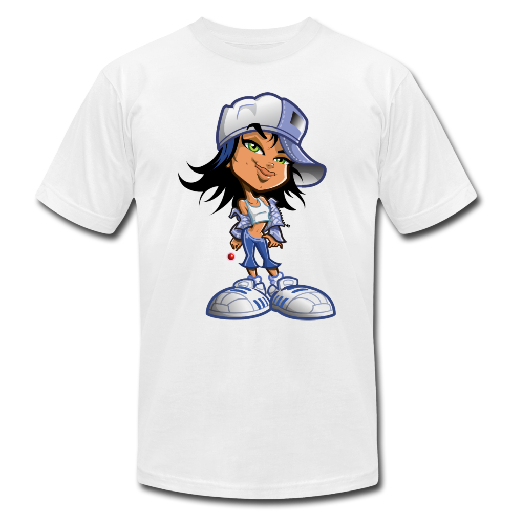 Hipster Cartoon Girl T-Shirt - white