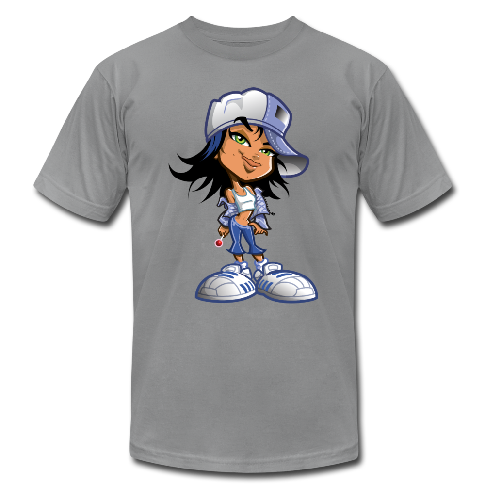 Hipster Cartoon Girl T-Shirt - slate
