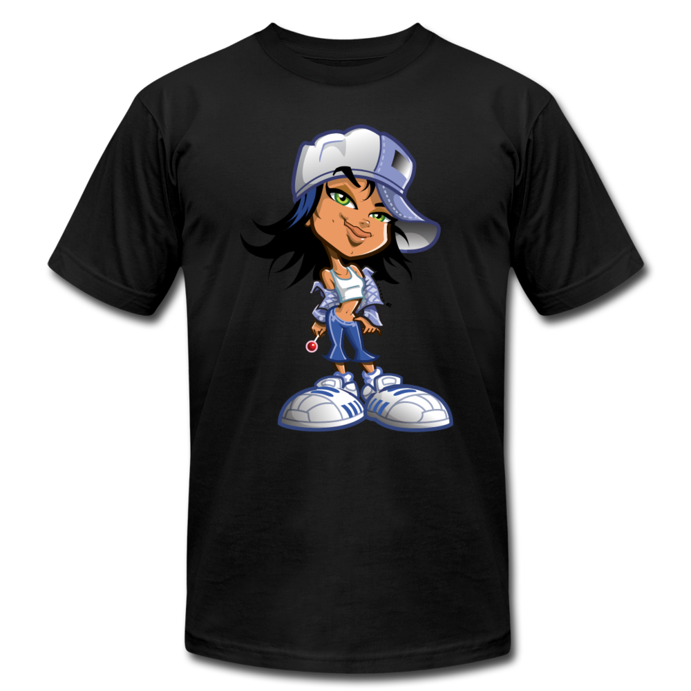 Hipster Cartoon Girl T-Shirt - black