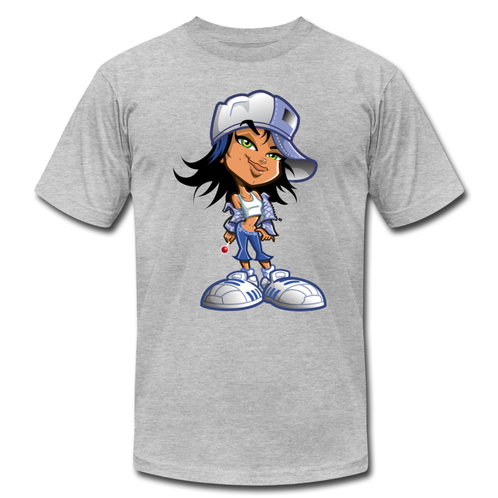 Hipster Cartoon Girl T-Shirt - heather gray