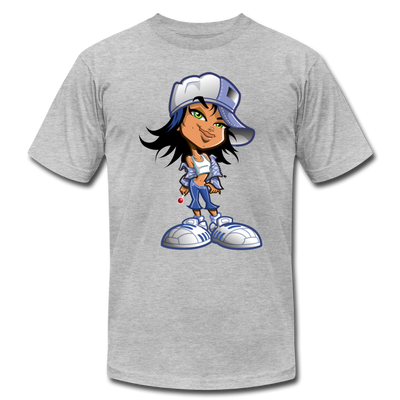 Hipster Cartoon Girl T-Shirt - heather gray