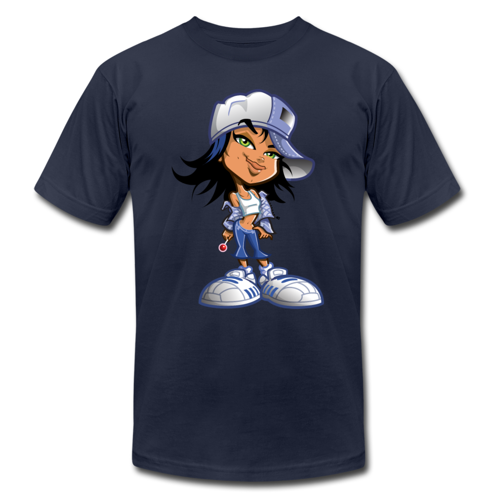 Hipster Cartoon Girl T-Shirt - navy
