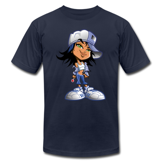Hipster Cartoon Girl T-Shirt - navy