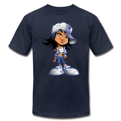 Hipster Cartoon Girl T-Shirt - navy