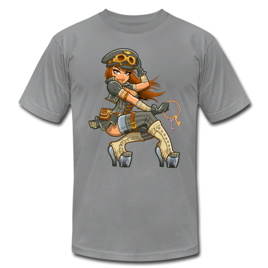 Officer Girl Cartoon T-Shirt - slate