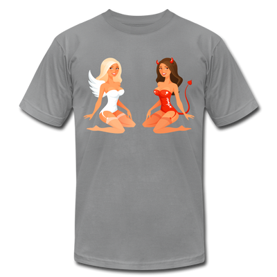 Angel & Devil Girls Cartoon T-Shirt - slate