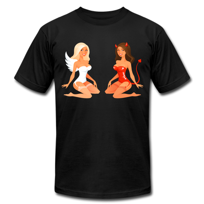 Angel & Devil Girls Cartoon T-Shirt - black