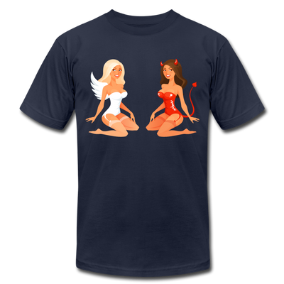 Angel & Devil Girls Cartoon T-Shirt - navy