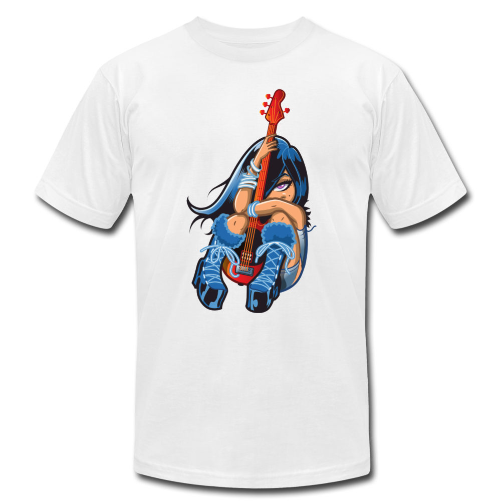 Guitar Girl Cartoon T-Shirt - white