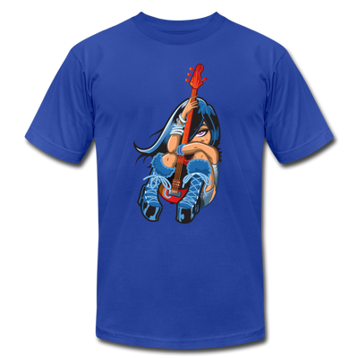 Guitar Girl Cartoon T-Shirt - royal blue