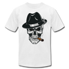 Skull Smoking Fedora T-Shirt - white
