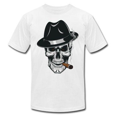 Skull Smoking Fedora T-Shirt - white