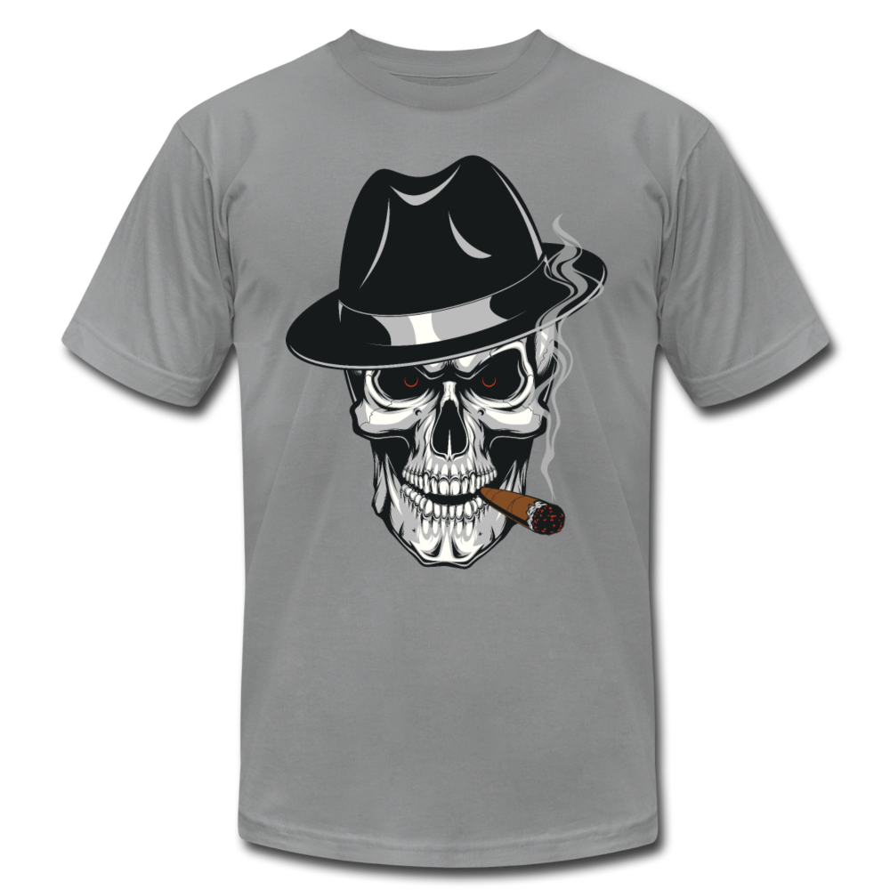 Skull Smoking Fedora T-Shirt - slate