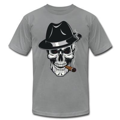 Skull Smoking Fedora T-Shirt - slate