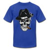 Skull Smoking Fedora T-Shirt - royal blue