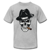 Skull Smoking Fedora T-Shirt - heather gray