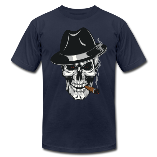 Skull Smoking Fedora T-Shirt - navy