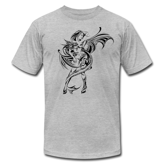 Tribal Maori Dragon Girl T-Shirt - heather gray
