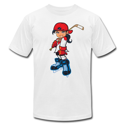 Hockey Girl Cartoon T-Shirt - white