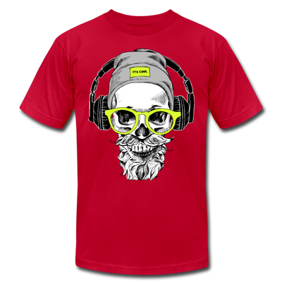Bearded Skull Headphones T-Shirt - red