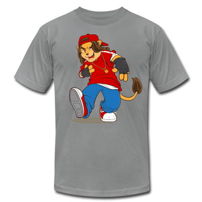 Hip Hop Cartoon Lion T-Shirt - slate