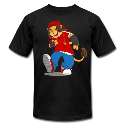 Hip Hop Cartoon Lion T-Shirt - black
