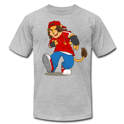 Hip Hop Cartoon Lion T-Shirt - heather gray