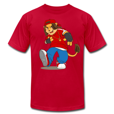 Hip Hop Cartoon Lion T-Shirt - red