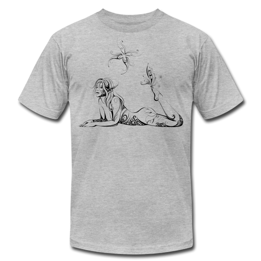 Tribal Maori Butterfly Girl T-Shirt - heather gray
