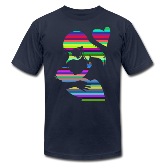 Colorful Strips Mother & Baby T-Shirt - navy