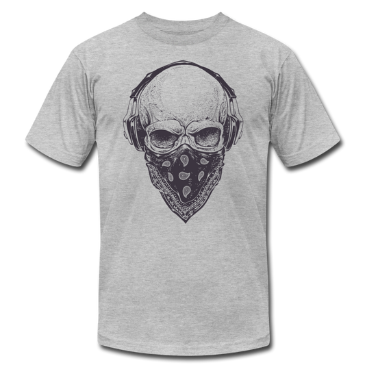 Skull Bandanna Headphones T-Shirt - heather gray