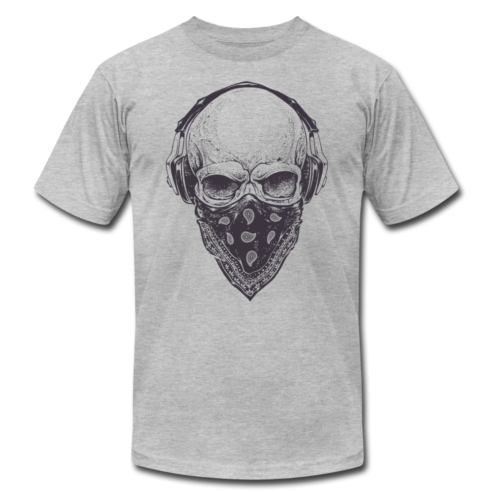 Skull Bandanna Headphones T-Shirt - heather gray