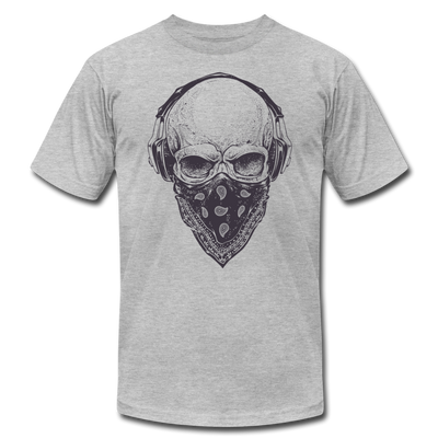 Skull Bandanna Headphones T-Shirt - heather gray