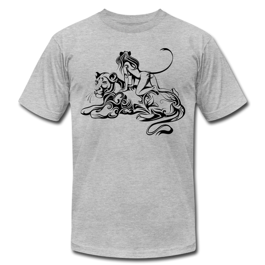 Tribal Maori Jungle Cat Woman T-Shirt - heather gray
