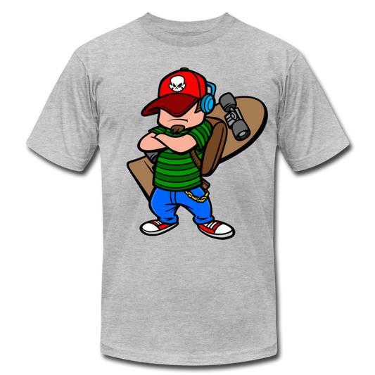 Skater Boy Cartoon T-Shirt - heather gray