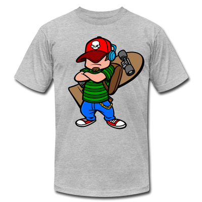 Skater Boy Cartoon T-Shirt - heather gray