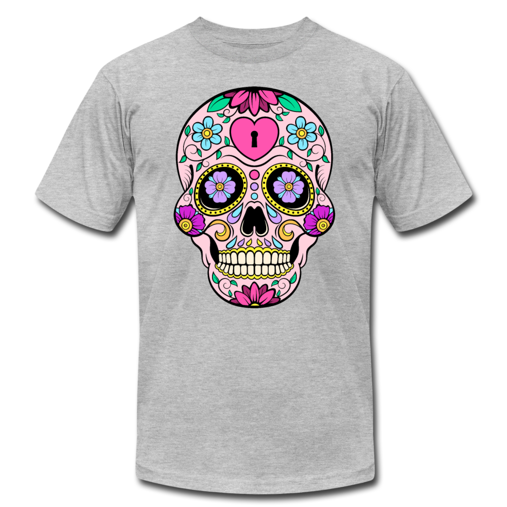 Colorful Sugar Skull T-Shirt - heather gray